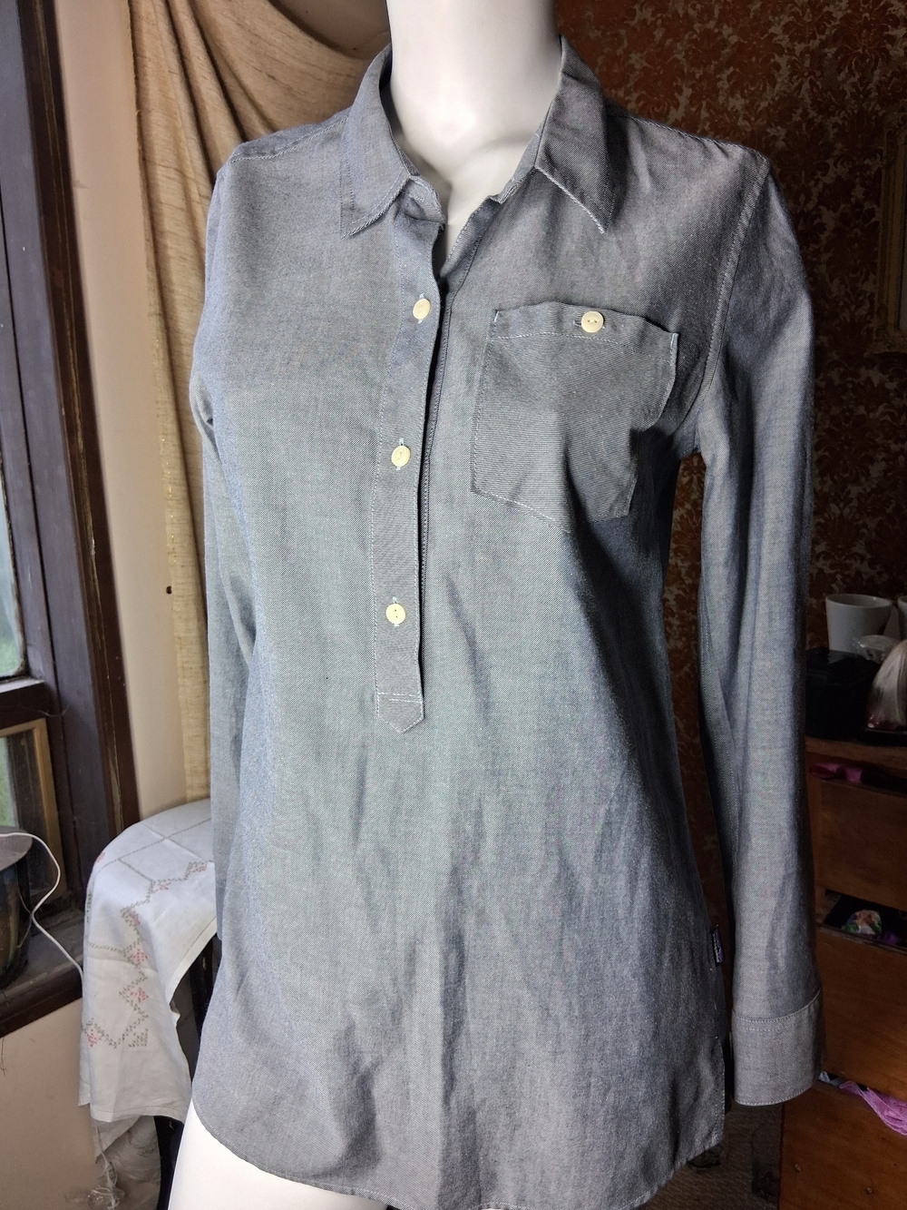 Patagonia Button-Front Tunic Shirt - Grey S